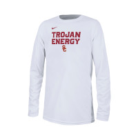 USC Trojans Youth Nike White Trojan Energy Bench Long Sleeve T-Shirt